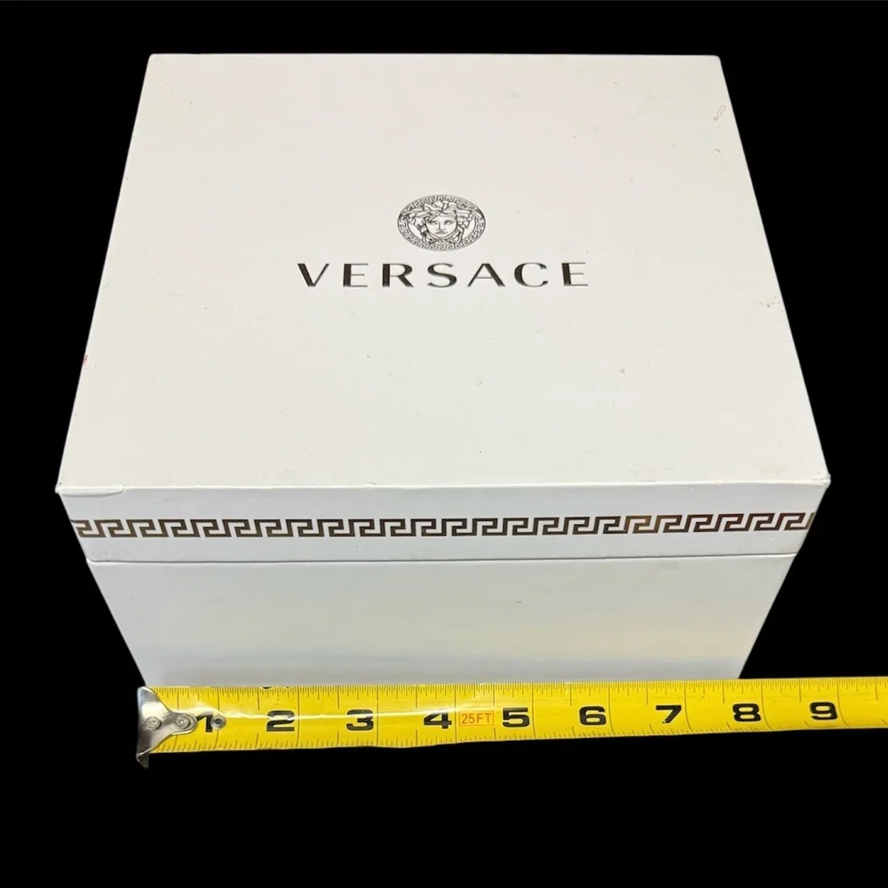 VERSACE Embossed Square Empty Gift Box Storage Container White 8”x 8” - Picture 4 of 4